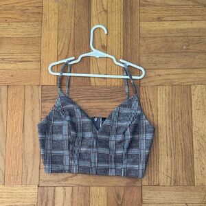 Windsor Gray Plaid Crop Top